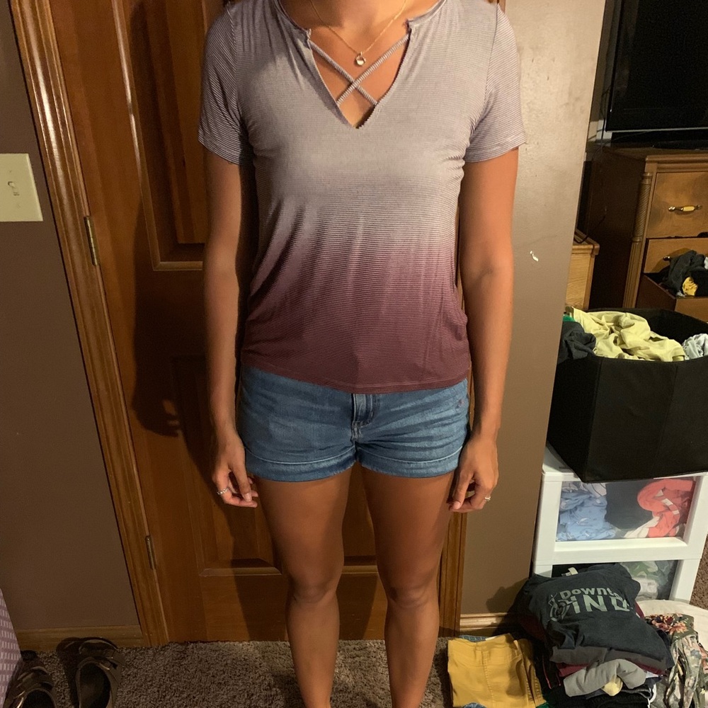 Striped ombré short sleeve tee